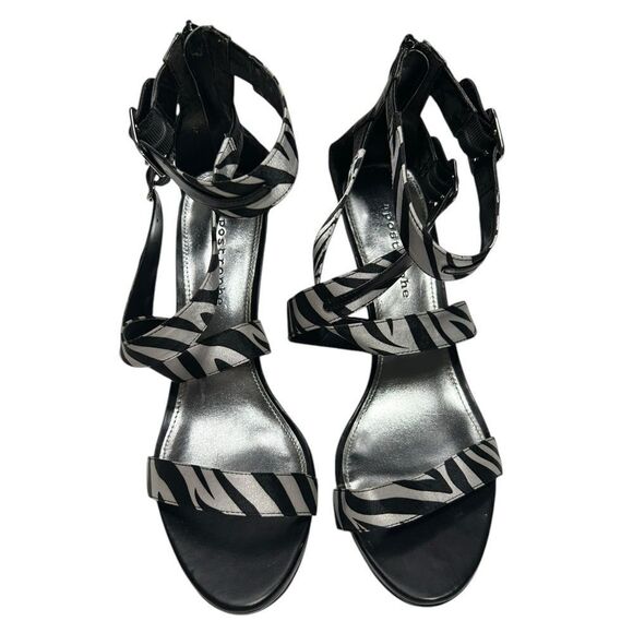 Apostrophe Black and White Zebra Print Strappy Heels Size 9.5 - Picture 2 of 13